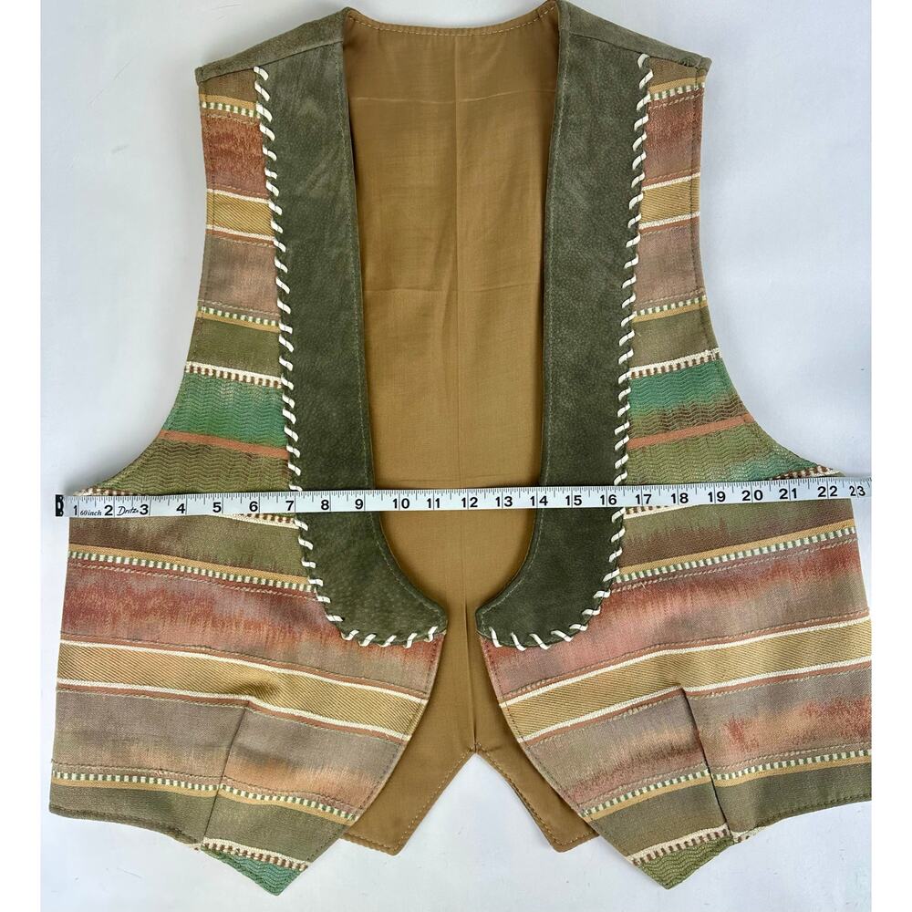 Western Suede Leather Patchwork Tapestry Vest Whi… - image 4